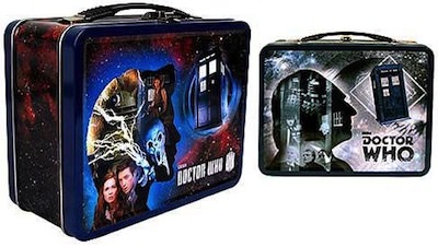 dr. who 1st and 11th Doctor Action Figure and Lunch Box